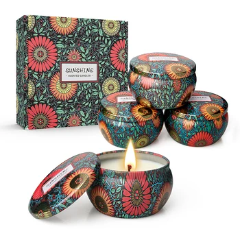 

Sunflower series scented candle environmental protection plant essential oil soybean smokeless scented candle set