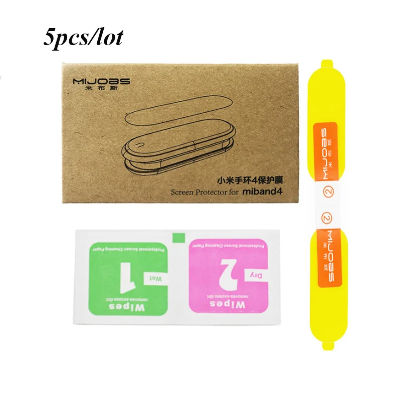 5pcs case with bag Mi JOBS для Xiaomi mi Band 4 защитная пленка на весь экран Аксессуары Анти-exclosure Гидрогелевая защитная пленка - Цвет: 5pcs case with bag