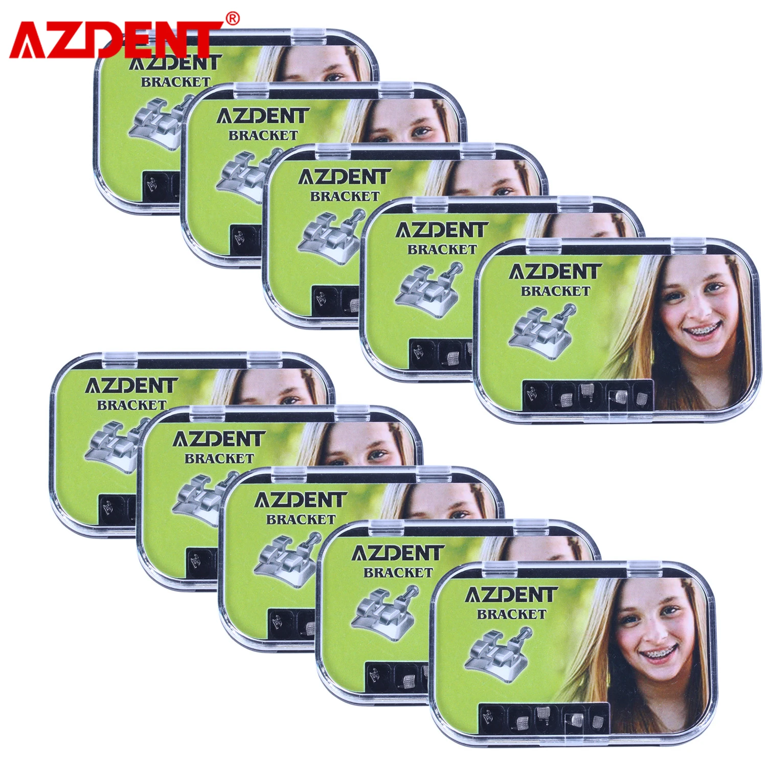 

10 Packs AZDENT Dental Bracket Orthodontic Braces MIM Monoblock Mini Roth 022 with 345 Hooks the Whole Casting