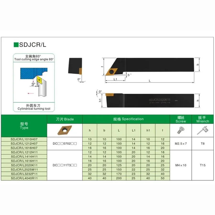 SDJCR1010H07 SDJCL1212H07 SDJCR1616H07 SDJCL 외부 선삭 공구 홀더 DCMT0702 인서트 용 CNC 금속 선반 공구 나이프 아버