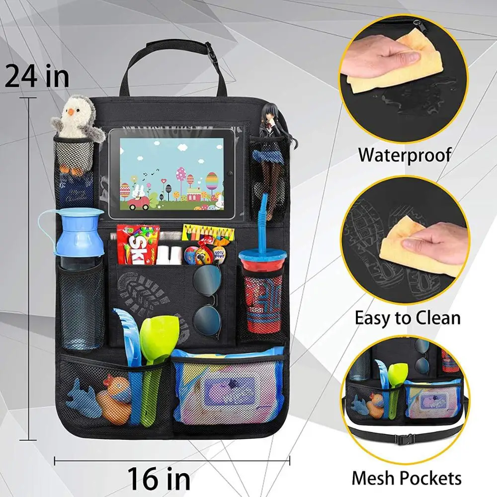 Child Car Seat Storage Kick-proof Back Cover Touch Screen Storage Bag Car Seat Cushion Baby Accessories Trim Drop-shipping