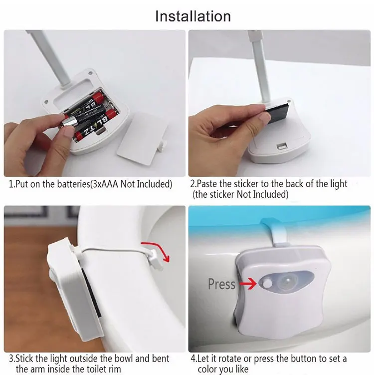 Smart PIR Motion Sensor Toilet Seat Night Light 8 Colors Waterproof Backlight For Toilet Bowl LED Luminaria Lamp WC Toilet Light