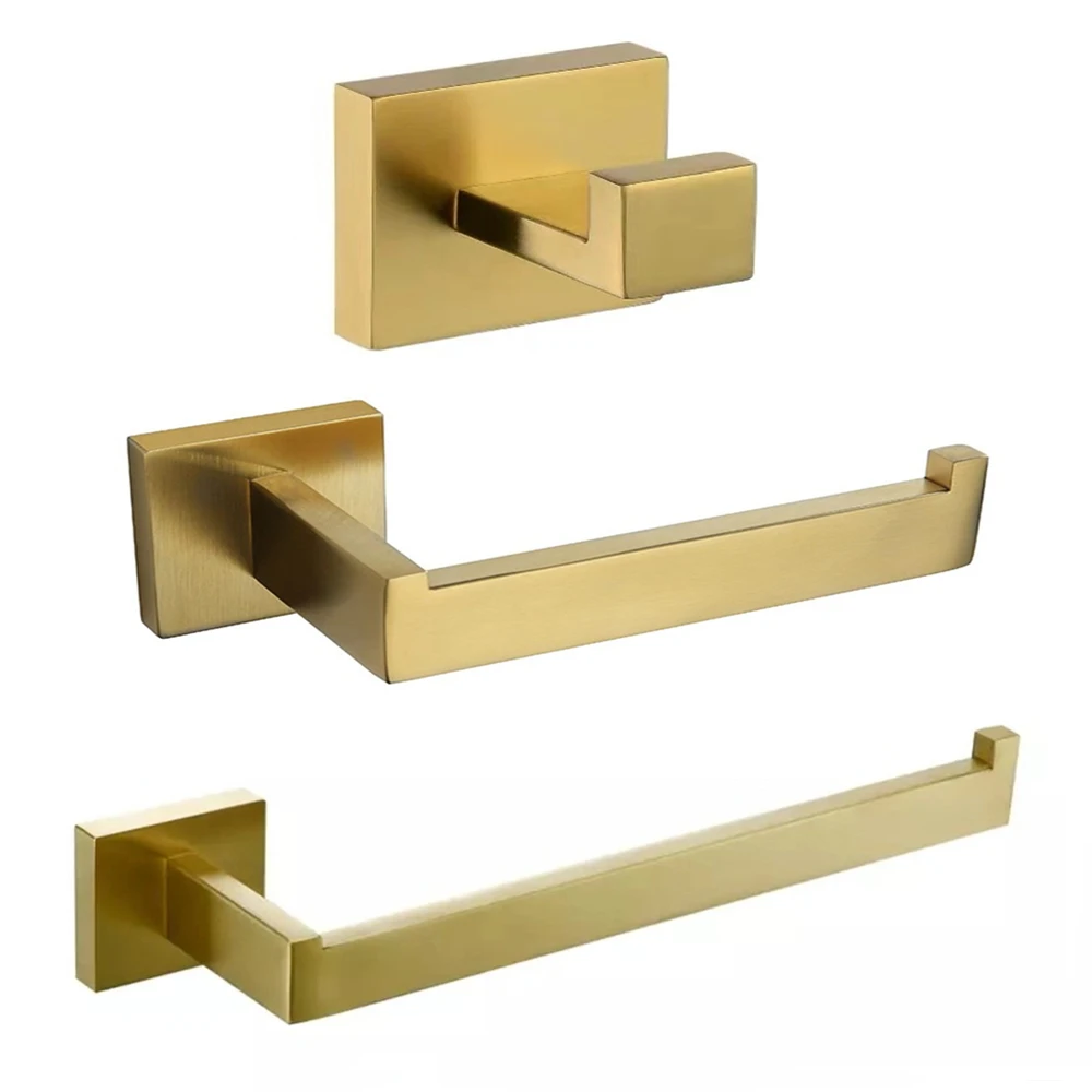 3 шт. матовый золотой Нержавеющая сталь аксессуары для ванной комнаты держатель