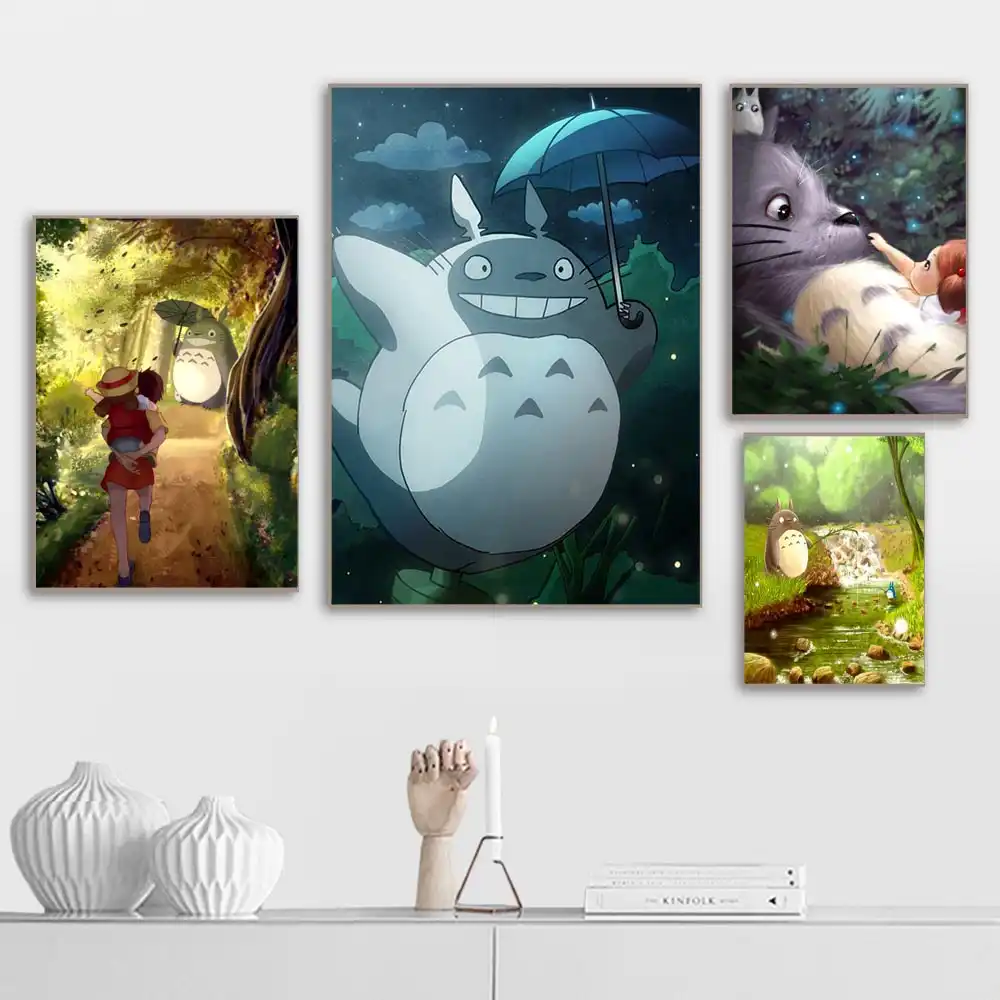 Canvas Painting Nordic Style Hd Prints Cartoon Totoro Home Decor Wall Artwork Modular Pictures Watercolor Poster Quadro Cuadros Painting Calligraphy Aliexpress