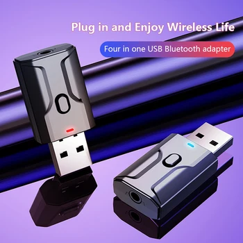 

Bluetooth 5.0 Receiver Transmitter Two In One Microphone USB Bluetooth Wireless Audio Adapter For Computer PC Laptop Tablet