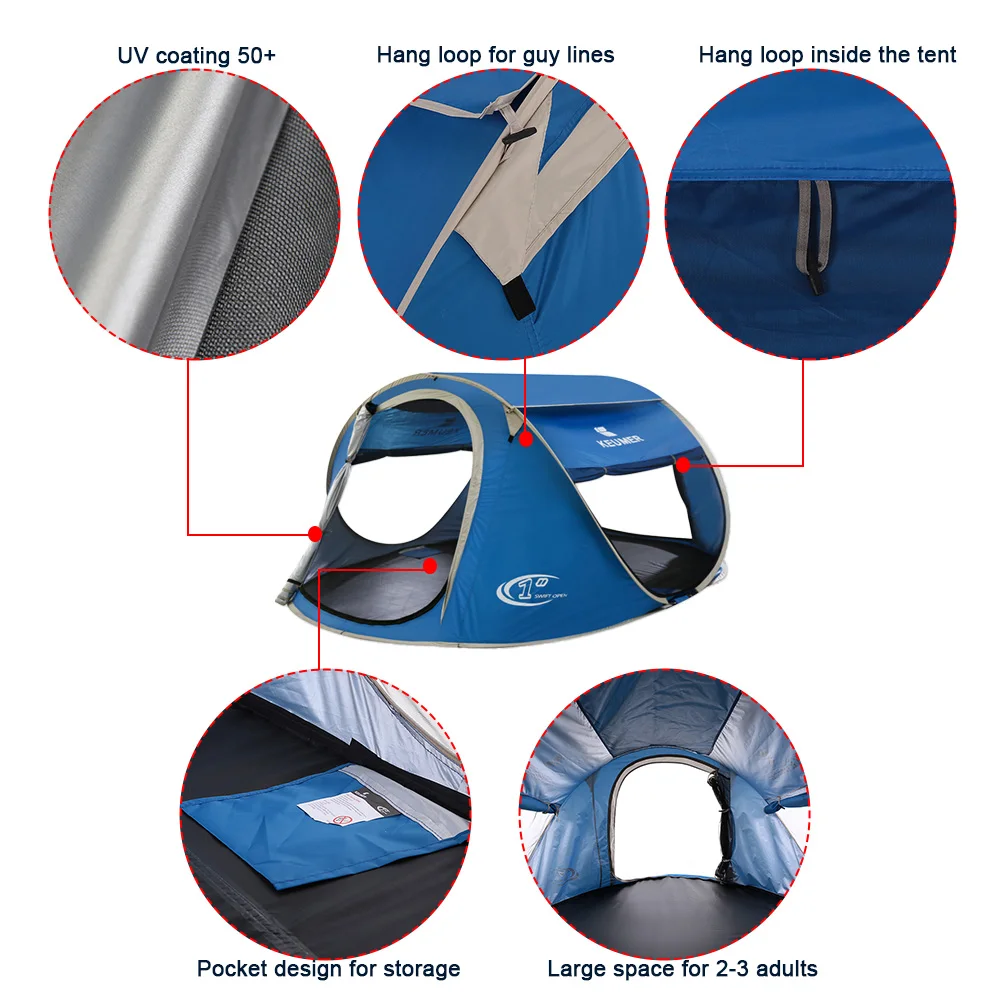 KEUMER Beach Tent Pop Up Open Large Automatic Instant Setup Easy Foldable Shelter 240* 180* 100cm with anti-UV Coating Camping