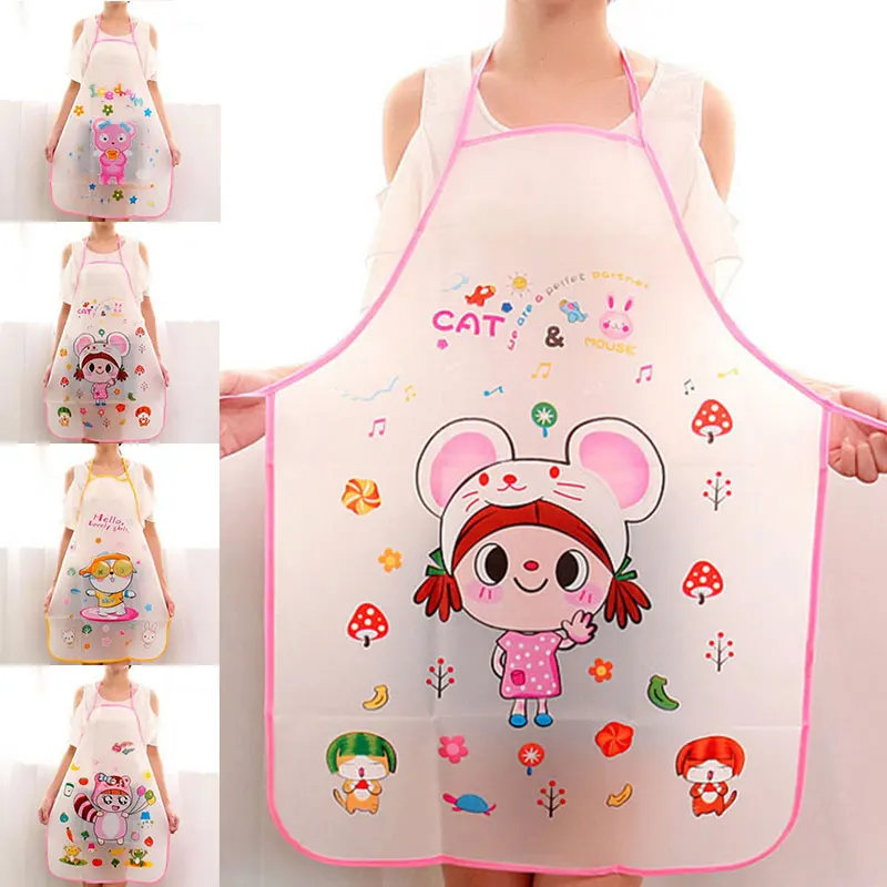 Chef Kitchen Anti-oil Aprons Cooking Lovely Cartoon Apron Sleeveless Waterproof Kitchen Cooking Waist Bib Creative Women Apron