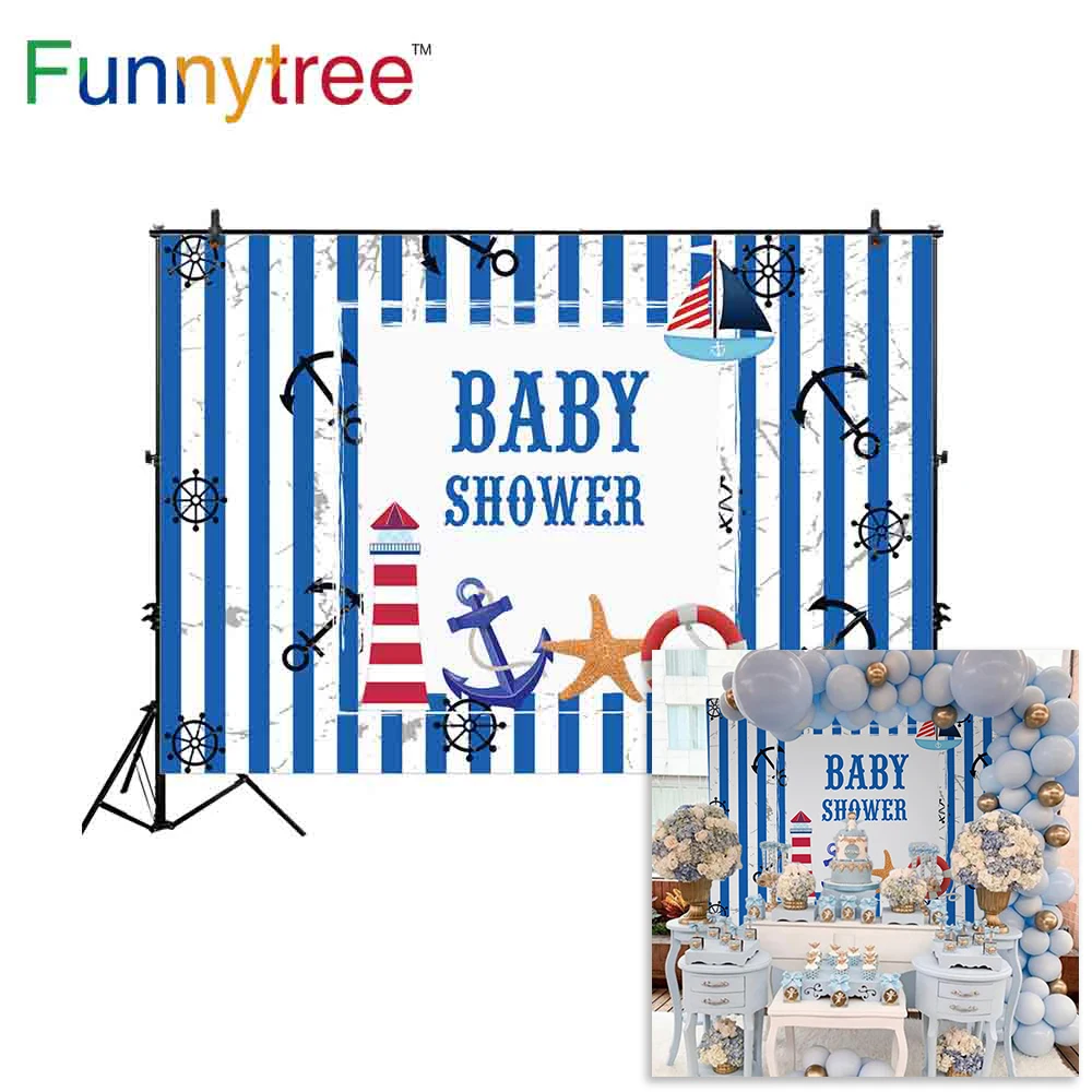 Funnytree фон для фотосъемки в черно-белую полоску, детский душ, навигация, матроска, фон для фотосъемки, реквизит для фотосъемки