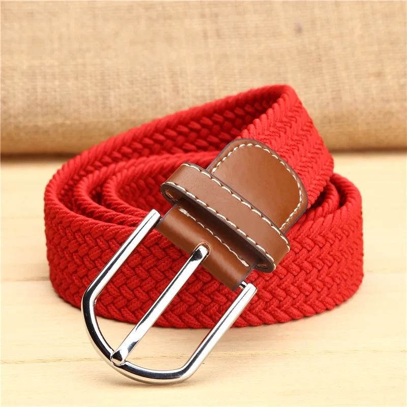 New elastic belt knitted canvas belt decoration belt female pin buckle canvas strap women and man - Цвет: 10