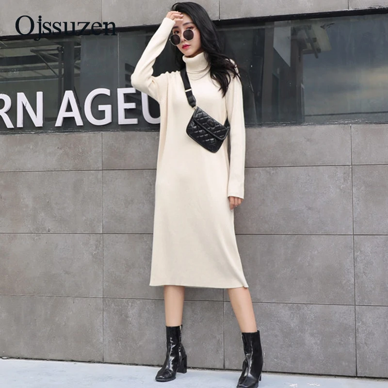 

2020 Oversized Women's Sweater Winter Warm Clothing Female Pullovers Black Plus Size Turtleneck Sweaters Ladies Long Soft Khaki