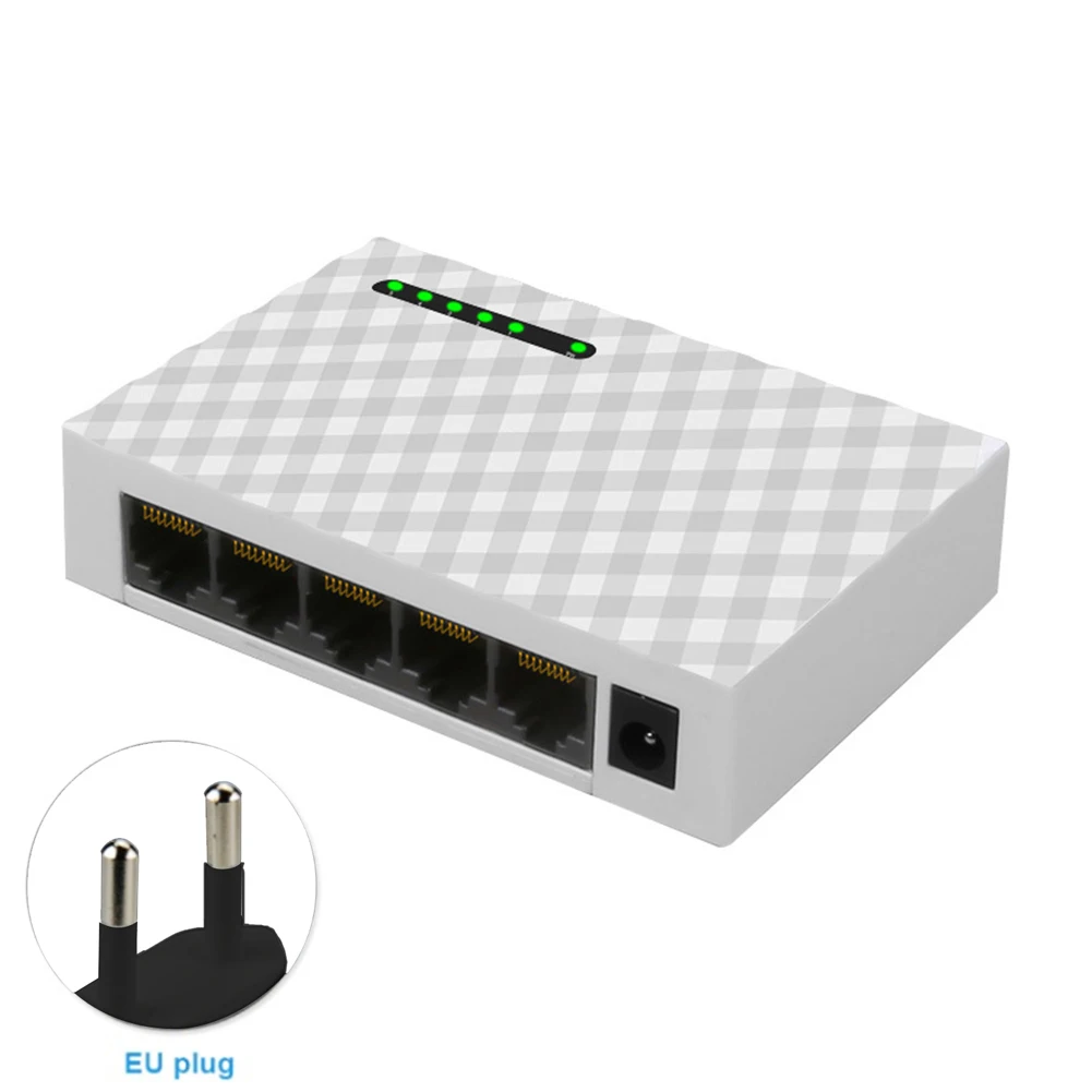 EU Desktop Hub Fast Ethernet Adapter Base Gigabit LAN Plastic 5 Ports Mini Dormitory Home Monitoring Accessories Network Switch - Цвет: EU
