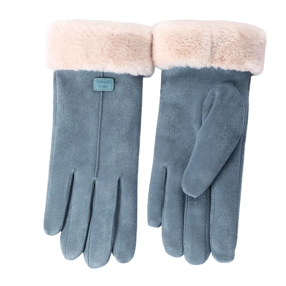 Женские зимние теплые замшевые перчатки для катания на лыжах, Женские ветрозащитные перчатки с подкладкой из пуха