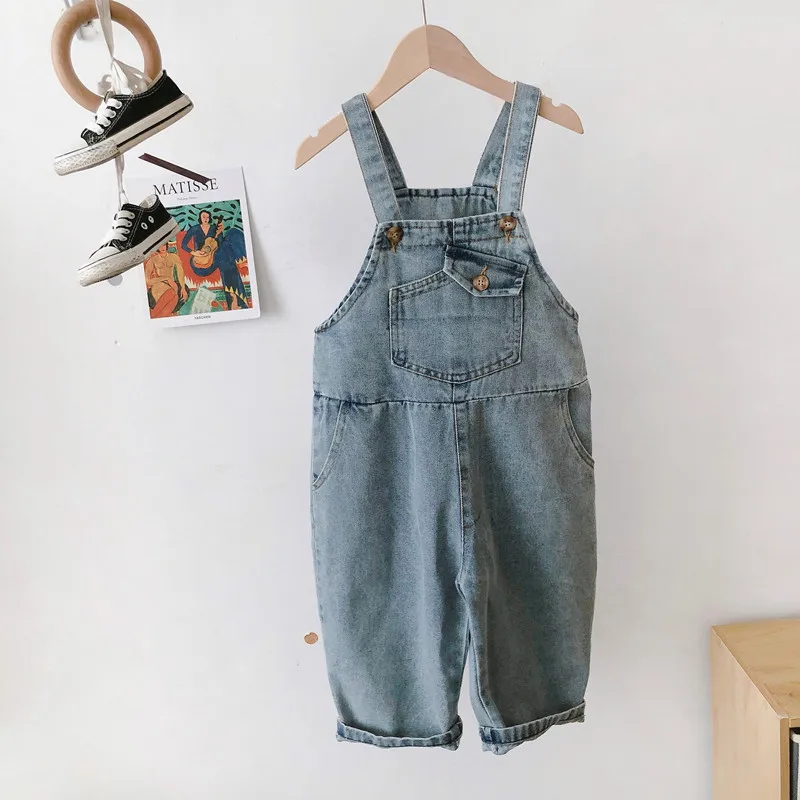 

DFXD Kids Denim Overalls 2020 Spring Fashion Boys Girls Long Loose Suspender Jeans Trousers Children Clothing 2-7T Outfits