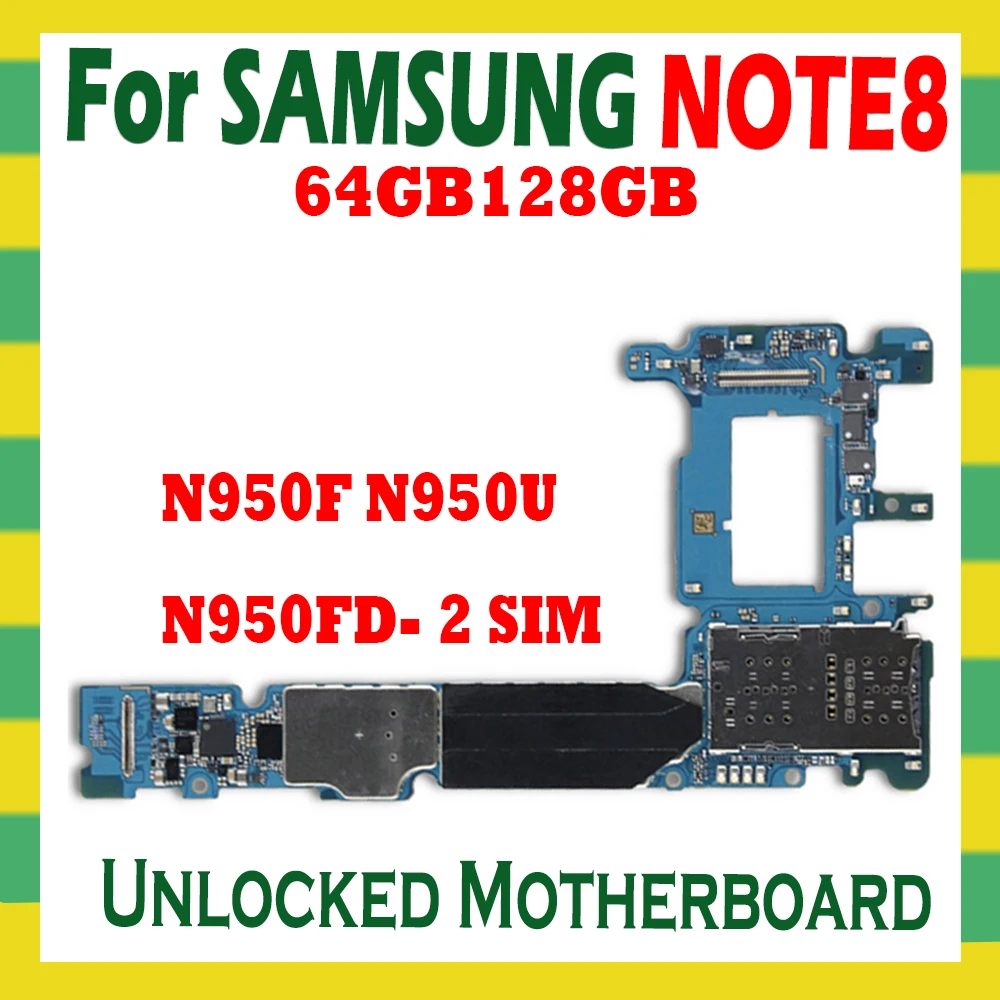 Оригинальная разблокированная материнская плата для Samsung Galaxy Note 8 N950F N950U N950FD 2 SIM