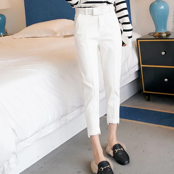 Осенние вельветовые штаны для женщин Pantalon Femme, повседневные штаны-шаровары с поясом, спортивные штаны высокого качества, женская одежда DA502