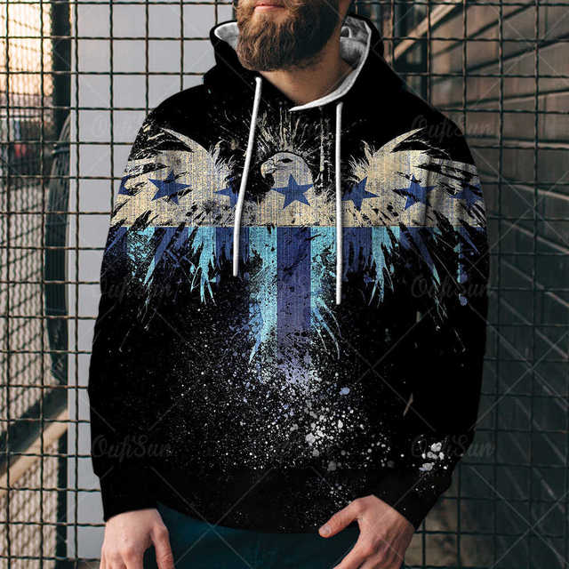 Eagle USA Flag Graphic 3D Print Men's Hoodies Pullover Sweatshirts Unisex Harajuku Outwear Casual Jacket Tracksuit 4XL