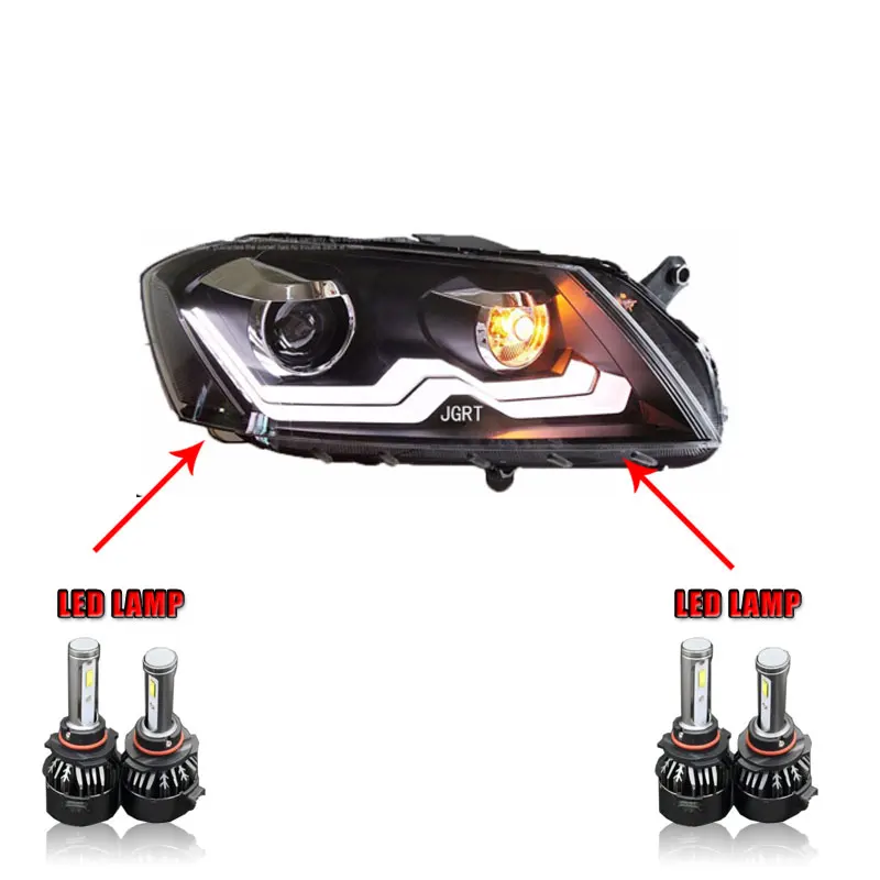 ALL LED version 2 шт. автомобильный стиль светодиодный фары для VW Passat 2012- для Passat Головной фонарь светодиодный DRL Объектив двойной луч H7 HID Xenon bi xenon объектив - Цвет: ALL LED version