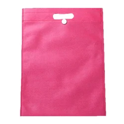 Foldable Reusable Tote Bag with Button - Stylish Travel Handbag - M (Rose)
