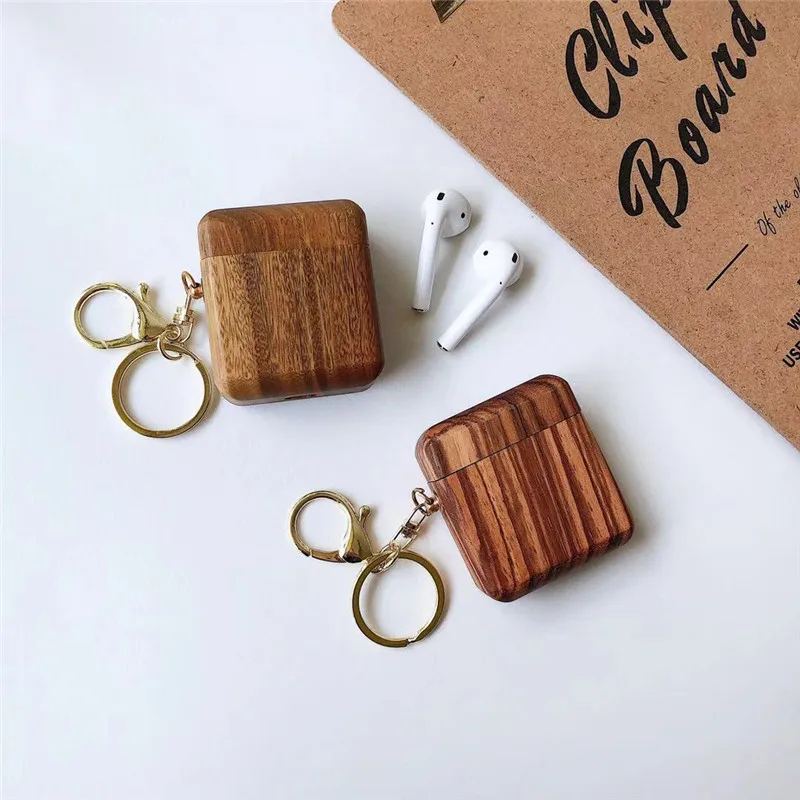 Деревянные зерна защитный Bluetooth чехол для гарнитуры для airpods чехол из натурального дерева цвет e-co Содружественный держатель для наушников с одной главной балкой с крючком BIA010