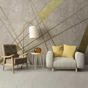 

3D Wallpaper Modern Personality Retro Geometric Golden Line Photo Wall Mural Living Room TV Study Office Background Wall Papers