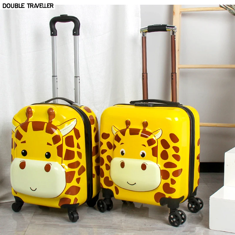 Kids 3D cartoon animal suitcase on wheels cat tiger trolley luggage travel carry on rolling luggage case cute children gift boys