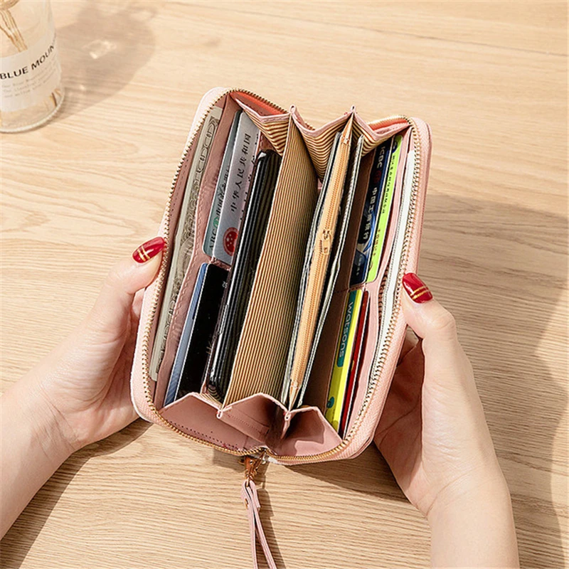 Fashion Sequined Patchwork Clutch Bag Cute Long Money Girl Purse PU Leather Female Designer Luxury Forever Young Wallet Women 3