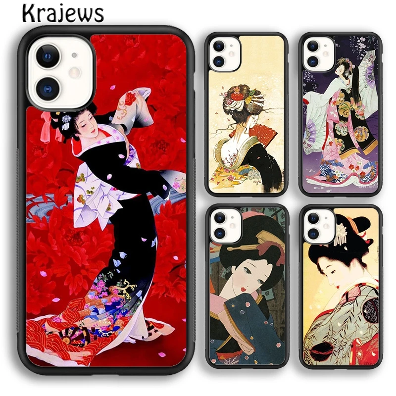 Японский чехол для телефона krajew Geisha с японской девушкой гейши iPhone 5s 6s 7 8 plus X XS XR 11 12