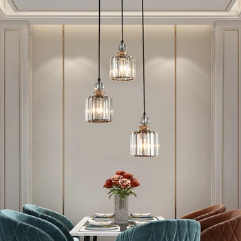 

Modern Creative Crystal Led Chandelier Pendant Lamp E14 Industrial Lustre Pendant lamps for Kitchen Decorative Hanging Luminaire