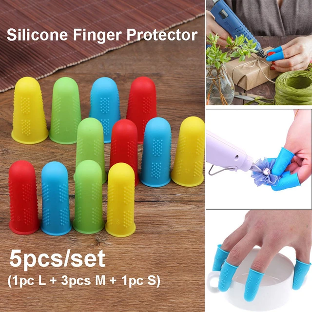 3 Pieces Silicone Insulation Finger Cover Thumb Protector Fingers Cover Durable for Kitchen Heat Resistant Anti Slip Finger Protector Sleeve Green