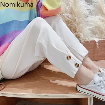 

Nomikuma 2020 New Korean Solid Knitted Harem Pants Stretch High Waist Women Trousers Autumn Winter Causal Ankle Pants 6B471