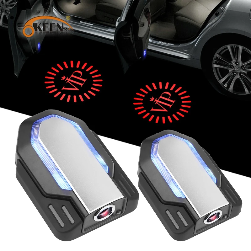 

OKEEN 2pcs New Car 3D Dynamic Welcome Light LED Car Door Light Red White VIP Logo For BMW Audi Peugeot Volvo Car Accessories