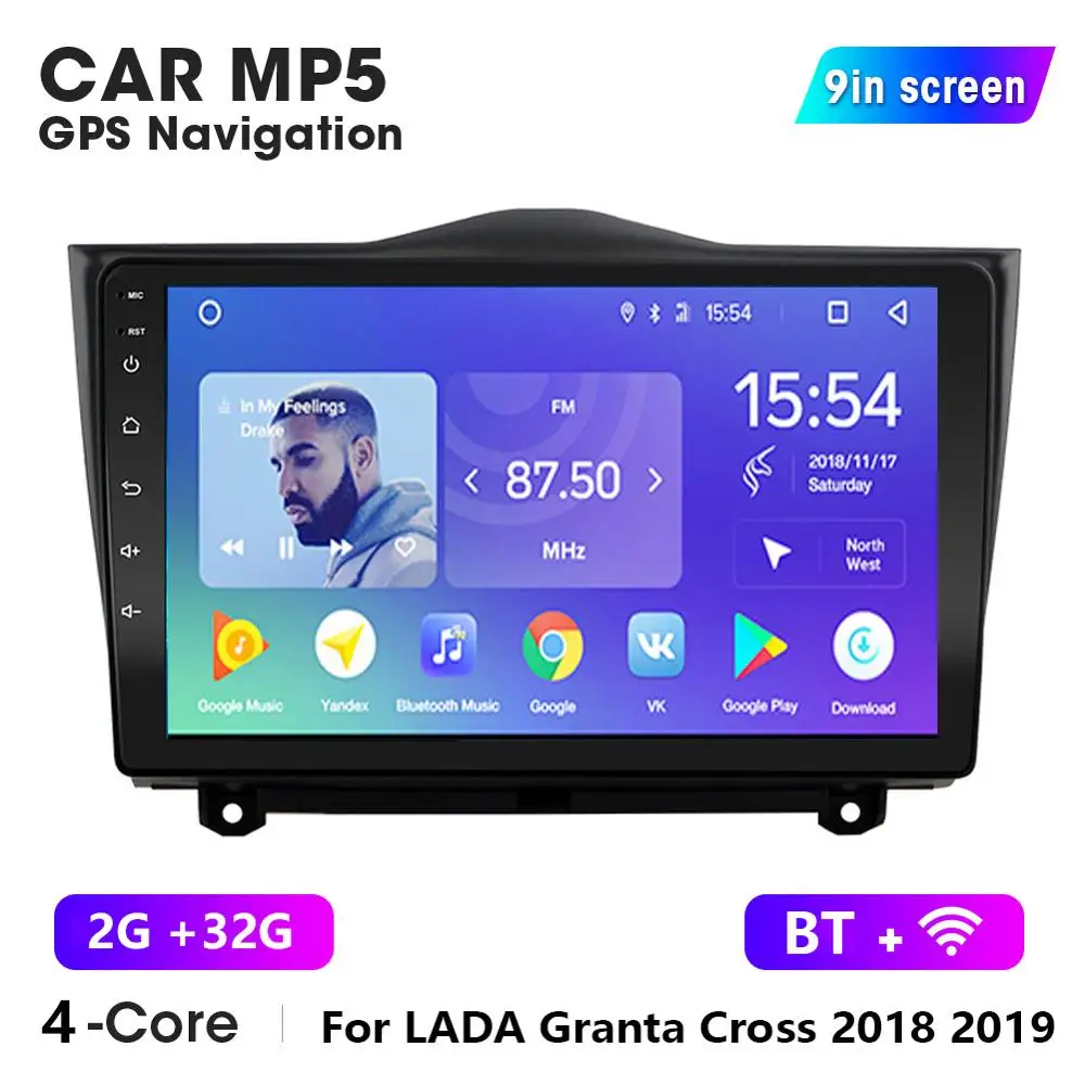 Автомагнитола для LADA ВАЗ Granta Cross 2018 2019 мультимедийный видеоплеер с GPS навигацией