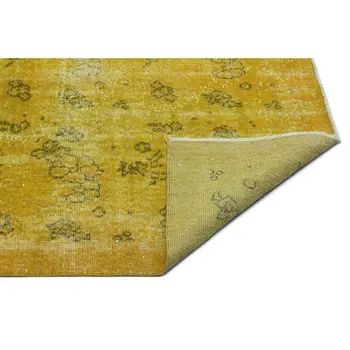 

Handmade Yellow Vintage Overdyed Turkish Area Rug 141x254 Cm-4'8''X8'4''