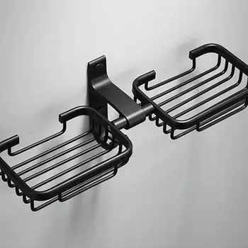 

1PC Soap Dish Double Sides Wall Mount Aviation Aluminum Organizer Storage Shelf Sponge Drain Rack for Kitchen