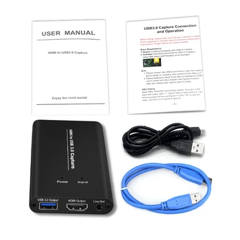 

USB3.0 HDMI 4K 60Hz Video Capture HDMI to USB Video Capture Card Dongle Game Streaming Live Stream Broadcast with MIC