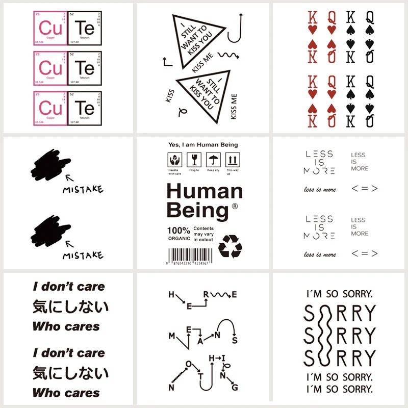 

Wyuen 9PCS/lot Original Words Waterproof Temporary Tattoo Stickers Adults Kids Letters Fake Tattoo for Man Woman Body Art JY-036