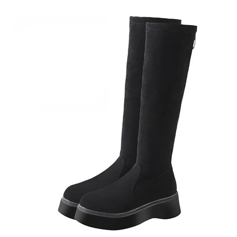 Winter Boots Lady Round Toe Sexy Thigh High Heels High Sexy Shoes Booties Ladies Boots-women Luxury Designer Lace Up