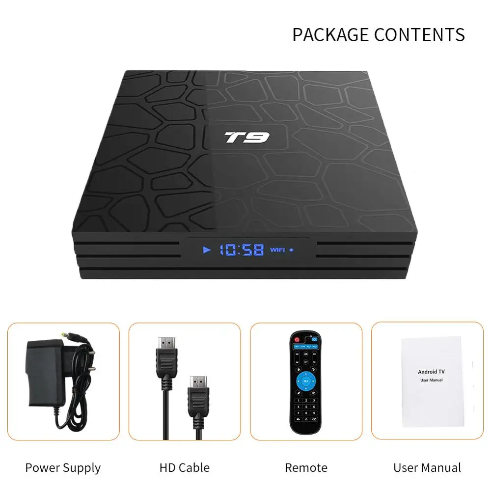 Умная ТВ приставка Wechip T9 Android 9 0 RK3318 4 ГБ 64 1080P H.265 медиаплеер 4K HD 2 4G и 5G Wi Fi BT