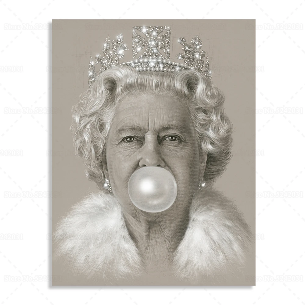 Картина на холсте queen Elizabeth II Bubblegum печать настенное искусство для украшения дома