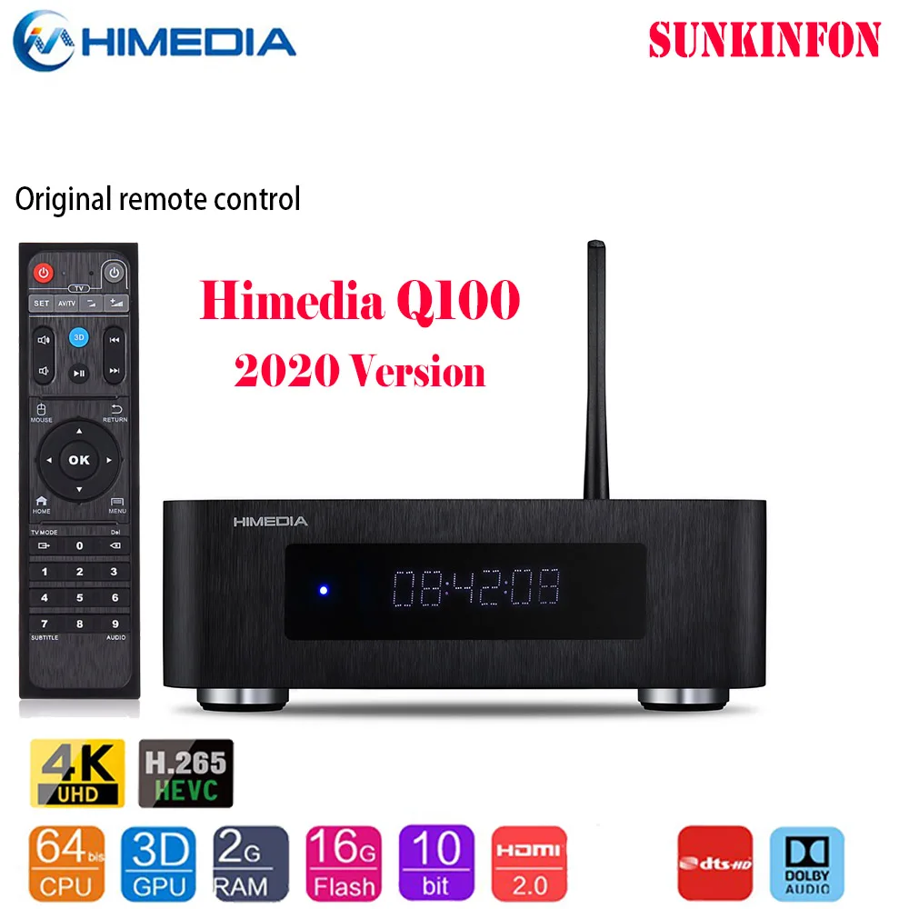 Высококачественный Himedia Q100 4K HDR 2G 16G Smart Android 7,0 tv BOX Поддержка Dolby DTS, светодиодный дисплей, 3," SATA HDD Bay медиаплеер