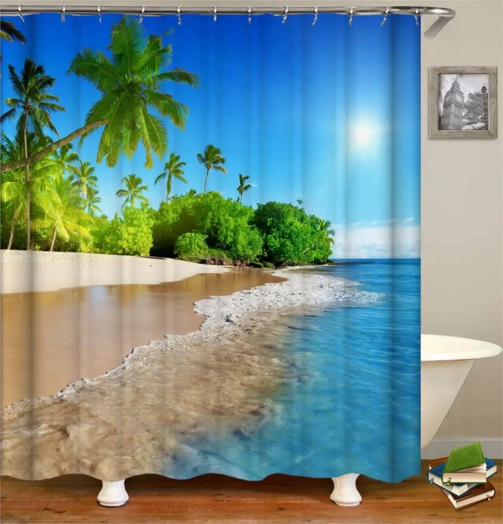3d занавеска для душа занавески ванной комнаты с крючками водоотталкивающая или