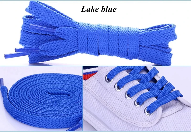 1 пара двойных плоских шнурков высокого качества из полиэстера шнурки Модные Спортивные Повседневные шнурки 28 цветов - Цвет: Lake blue