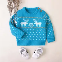 Бренд, на возраст от 0 до 18 месяцев, Одежда для новорожденных и для маленьких мальчиков Свитера для девочек Новинка зимы теплые Олень трикотажные топы и Толстовка на Рождество, одежда для маленьких детей одежда из мягкой ткани