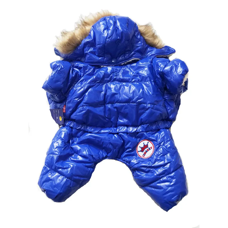 Супер теплая куртка для щенков, одежда для домашних животных, зимняя водонепроницаемая одежда для собак - Цвет: blue for boy