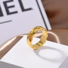 Titanium Stainless Steel Simple Ring Rhombus Line Thick Thin Ring Combination Wedding Band 6mm 10mm Couple Ring fasion jewellery