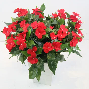 

High-quality Imitation 7 Fork Impatiens Balsamina Bonsai Plant Artificial Silk Flower Handmade Flower Desktop Furnishings Plant