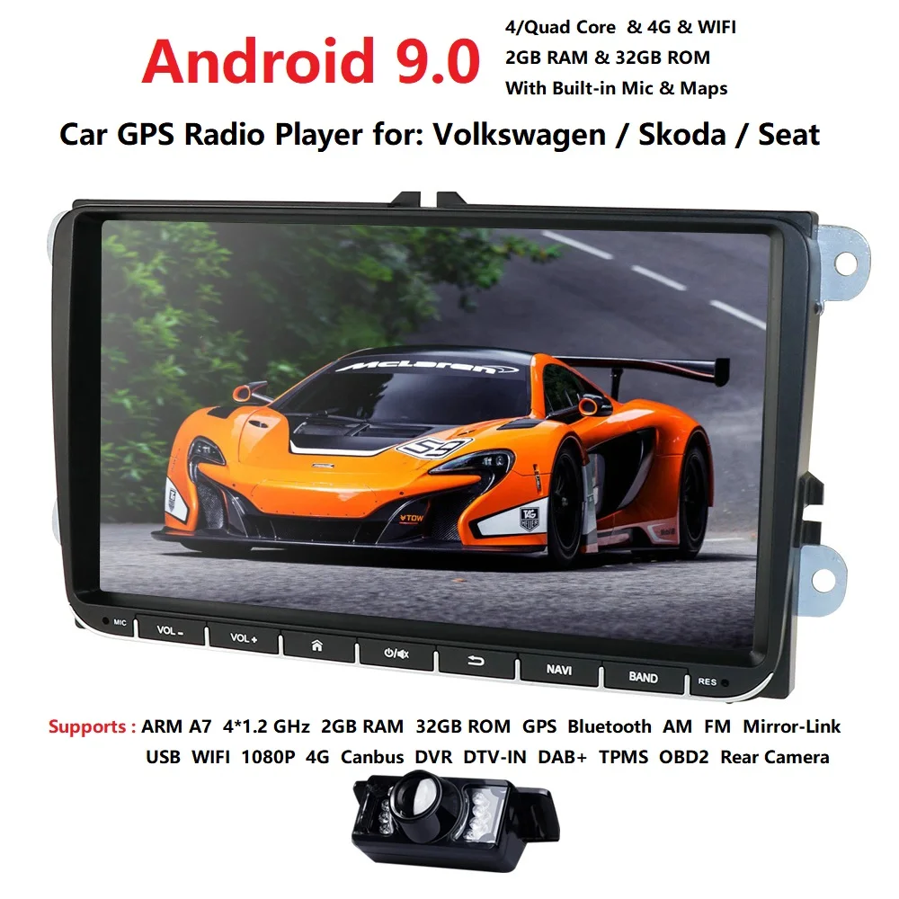 

Android 9.0 9" 2din Carnodvd for VW POLO GOLF 5 6 POLO PASSAT B6 CC JETTA TIGUAN TOURAN EOS SHARAN SCIROCCO CADDY GPS Navi dvr
