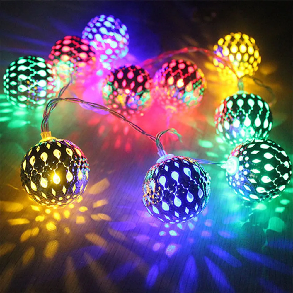 Led 문자열 조명 요정 모로코 공 램프 휴일 조명 글로브 갈 랜드 EUplug 220v 실내 크리스마스 웨딩 장식