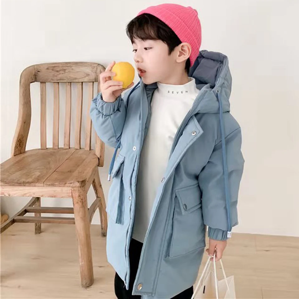 

Age 3-10 Years Winter New Children Ultralight Duck Down Parkas Boys Girls Coats Warm Fashion Solid Color Long Children Outwear