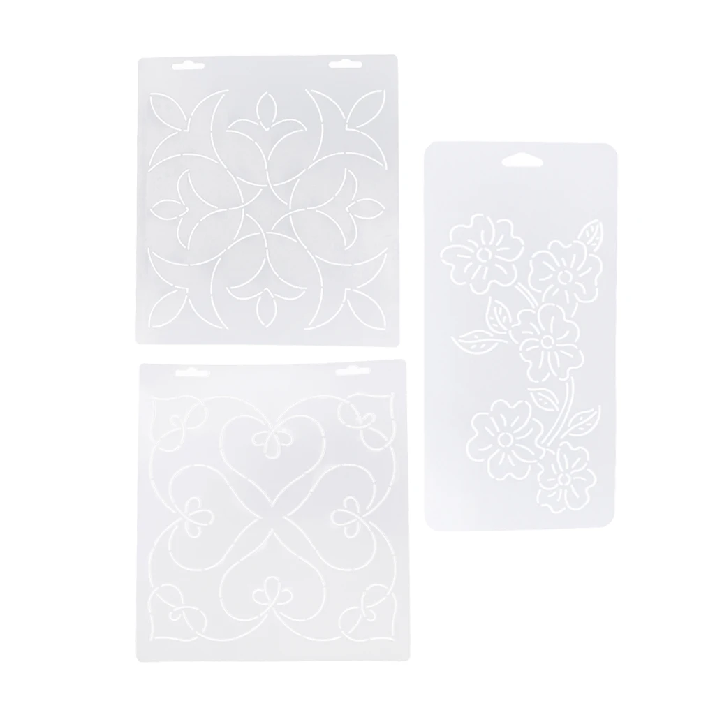 3 Pieces Semi-transparent Stencil Plastic Quilting Template Quilt Patchwork Tool